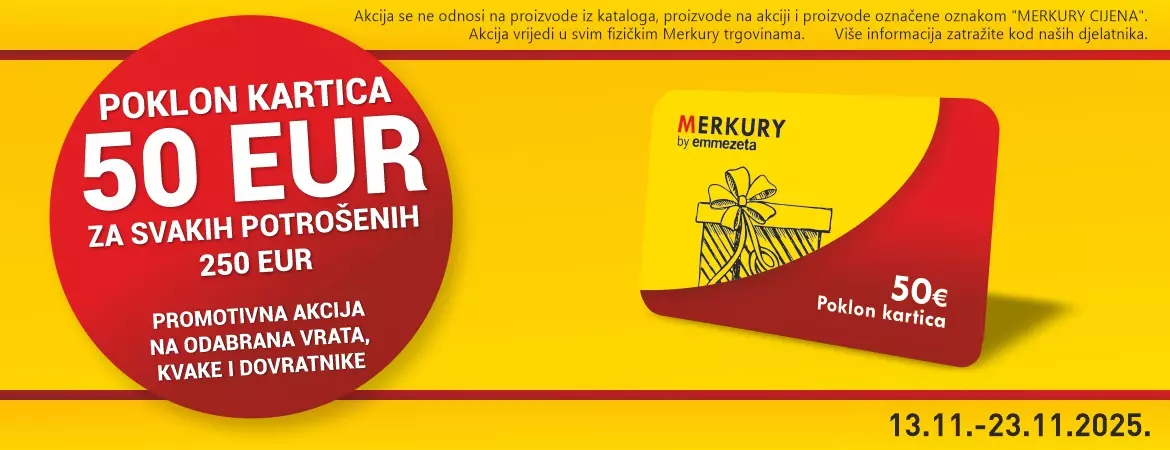 POKLON KARTICA 50 EUR ZA SVAKIH POTROŠENIH 250 EUR do 23.11