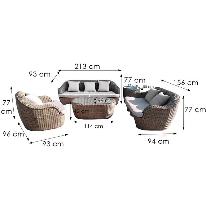 Set od umjetnog ratana Rhodes sivi