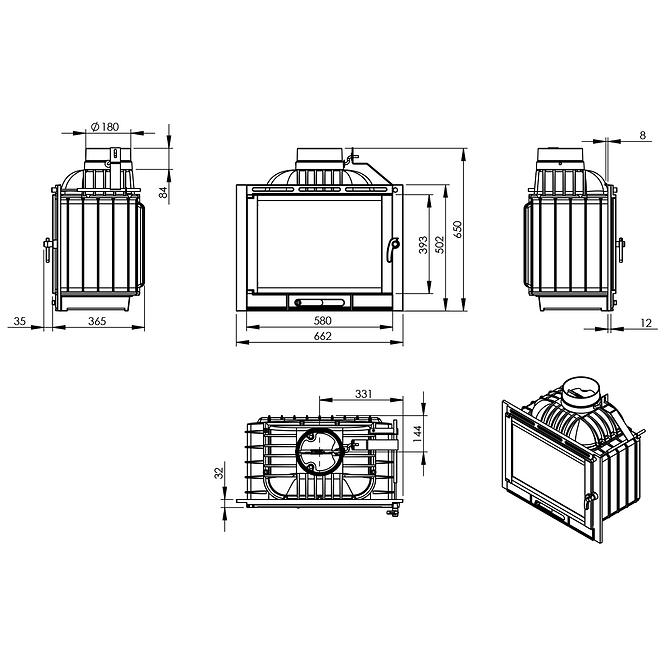 Umetak za kamin Delios 13kW ECO,2