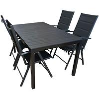 Vrtni set namještaja stol Polywood crni + 4 stolice Vigo