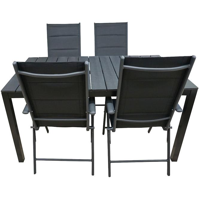Vrtni set namještaja stol Polywood crni + 4 stolice Vigo