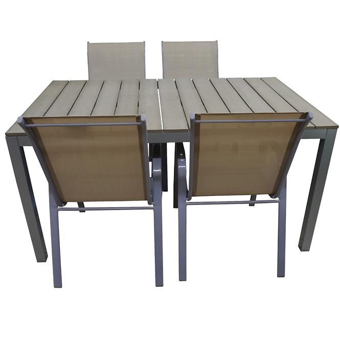 Vrtni set namještaja stol Polywood + 4 stolice taupe