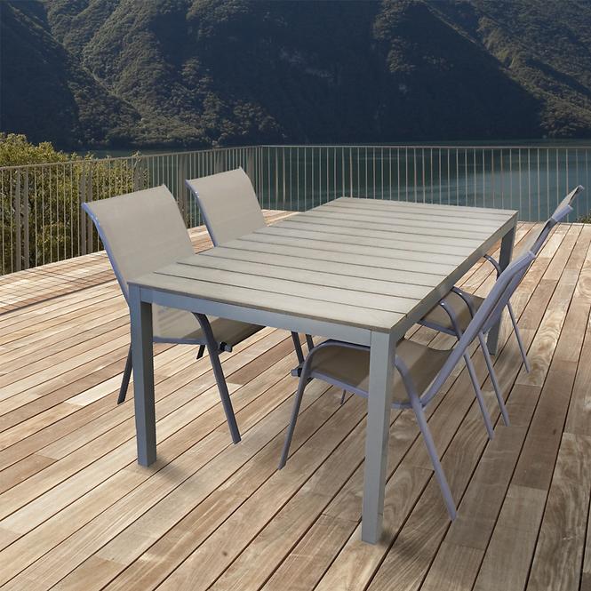 Vrtni set namještaja stol Polywood + 4 stolice taupe