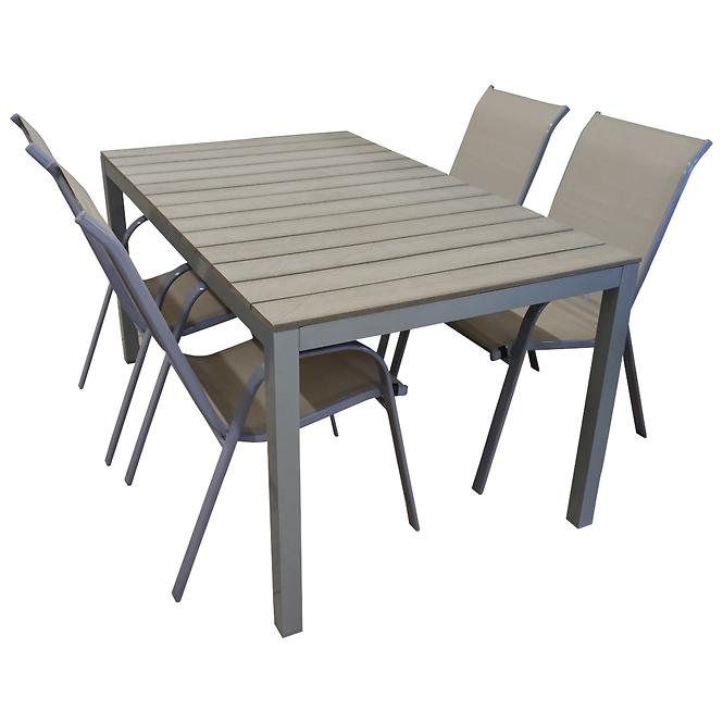 Vrtni set namještaja stol Polywood + 4 stolice taupe