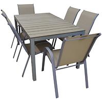 Vrtni set namještaja stol Polywood + 6 stolica taupe