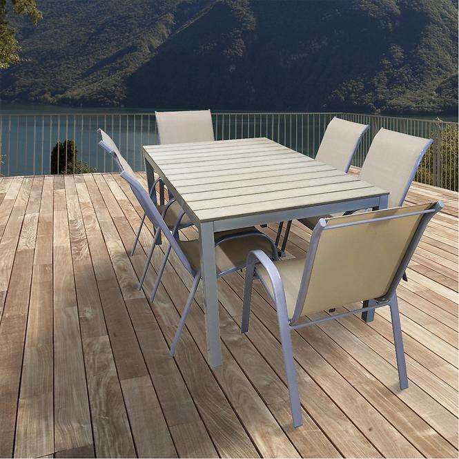 Vrtni set namještaja stol Polywood + 6 stolica taupe