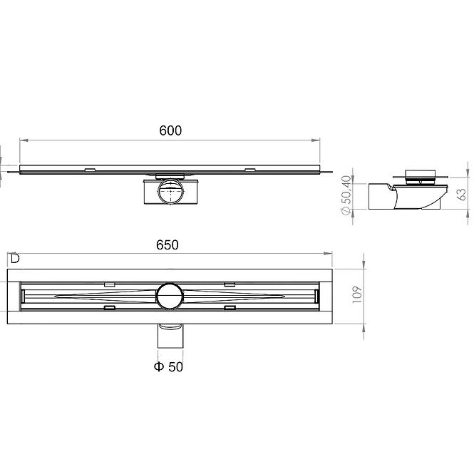 Linearna tuš kanalica Axus 600 duo 12310