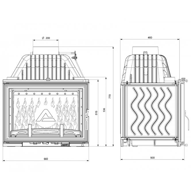 Kamin vlozka W17 16.1 kW Eko dekor