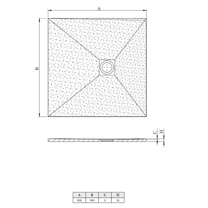 KVADRATNA TUS KADA OPAL CRNA 90/90/2,6