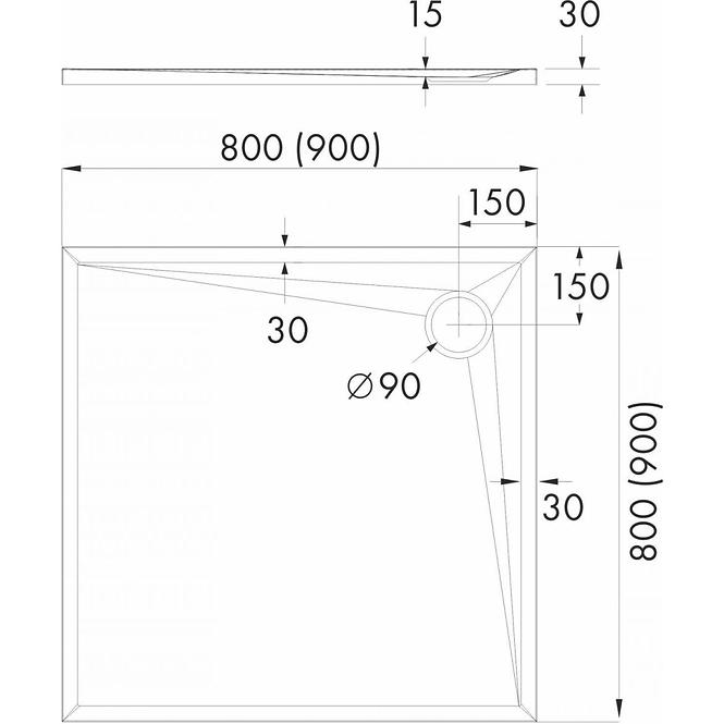 KVADRATNA TUS KADA CRNA AQM12461CST 90X90X3 CRNA