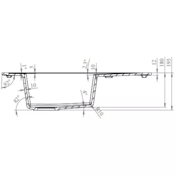 Granitni sudoper merkury 1 korito 780x480 bijeli,4