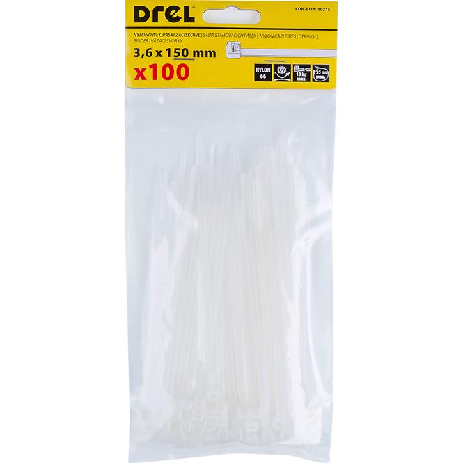 ELEKTRO VEZICE BIJELO NYLON 3.6 X 150 MM 100KOM