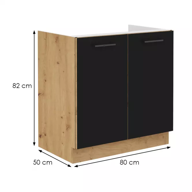 Kuhinjski ormar Modena 80 PLN 2f bb crni / zanatski hrast,2