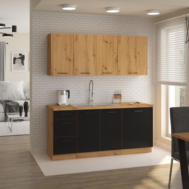Kuhinjski ormar Modena prednji dio crni / zanatski hrast zm 570x596