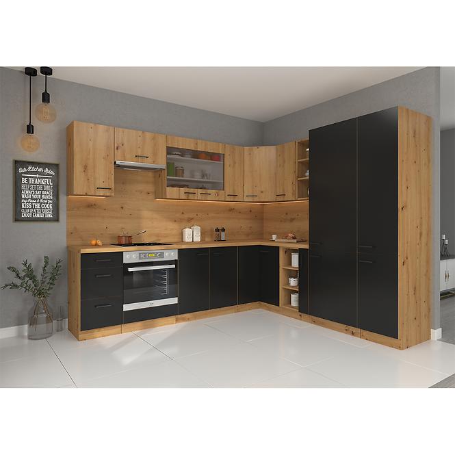 Kuhinjski ormar Modena prednji dio zm 570x446 crni / zanatski hrast
