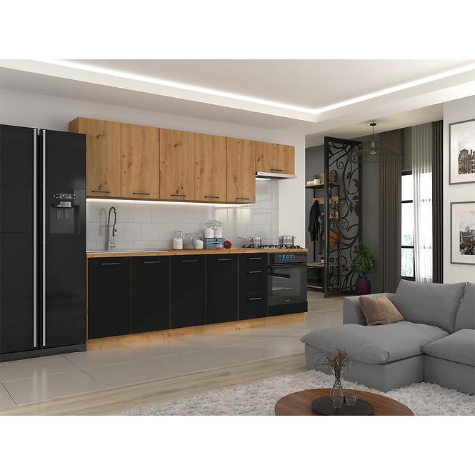 Kuhinjski ormar Modena prednji dio zm 570x446 crni / zanatski hrast