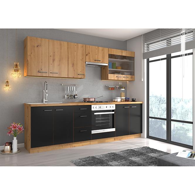 Kuhinjski ormar Modena prednji dio zm 570x446 crni / zanatski hrast