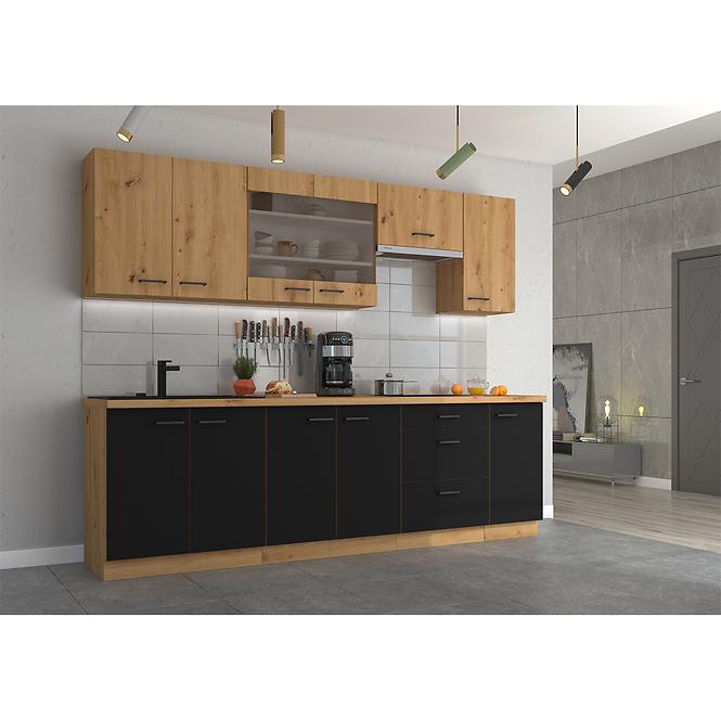 Kuhinjski ormar Modena prednji dio zm 570x446 crni / zanatski hrast