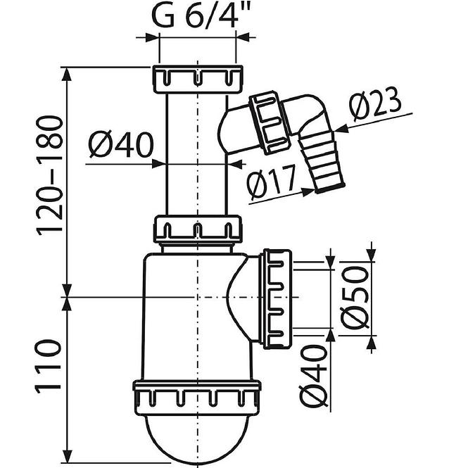 Sifon za sudoper s maticom 6/4
