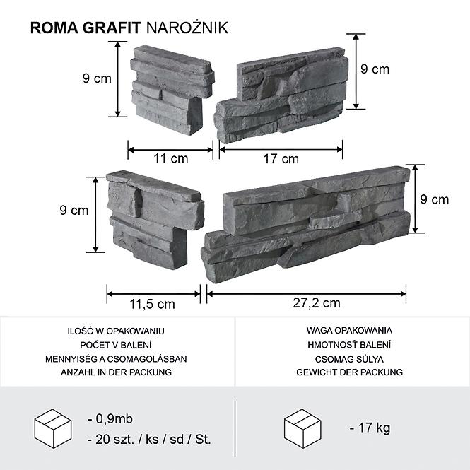 Kameni kutak Roma Grafit, pak= 0,9bm