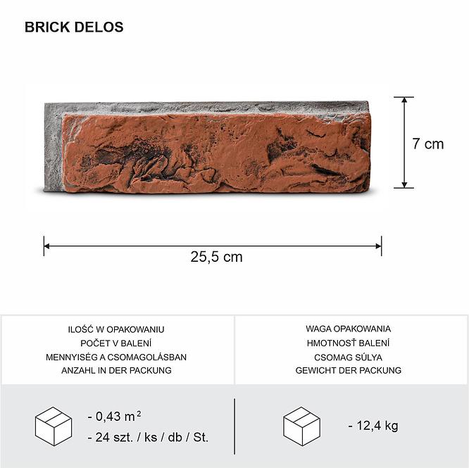 Kamen Brick Delos siva Fuga pak=0,43m2