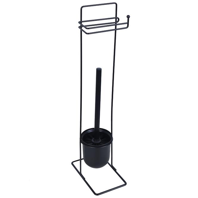 Stalak za WC četku i papir Basic Square crni