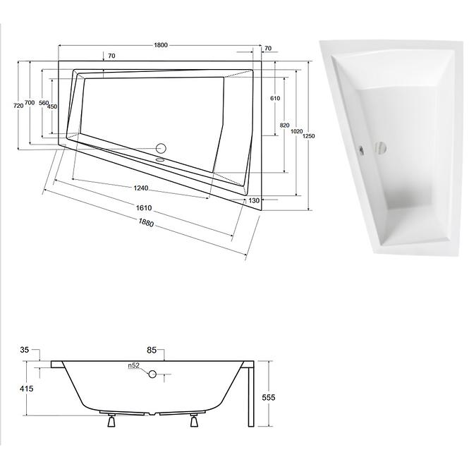 Kada Intima Duo 180/125 L s nogicama