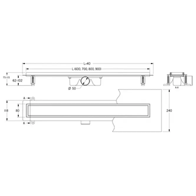 Linearni odvod ABS gold 700,6
