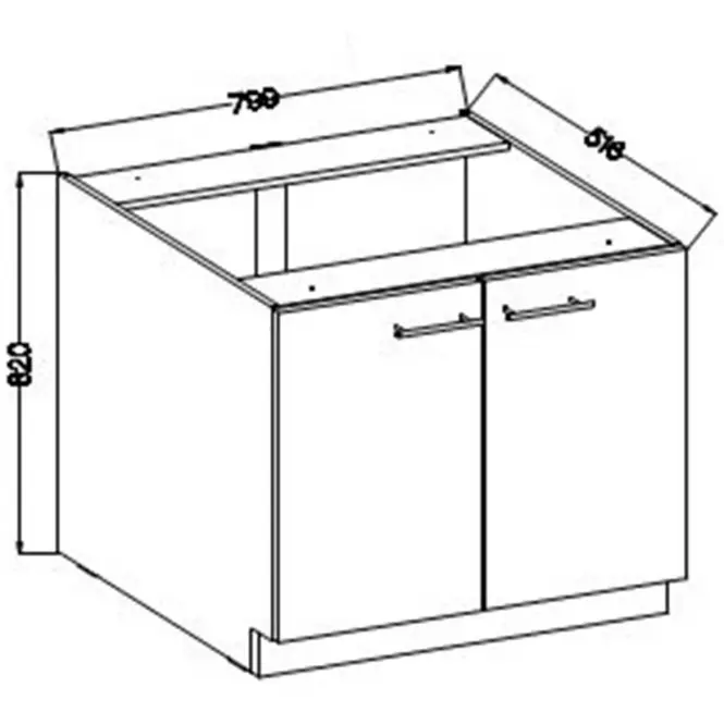 Lara 2f Bb kuhinjski element 2 vrata 80x52x82 cm bijeli,2