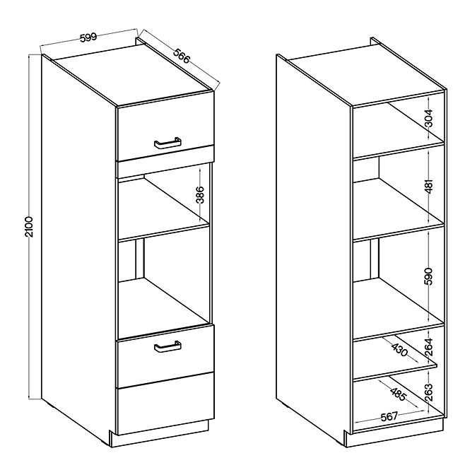 Lara 60dpm-210 2f Bb kuhinjski element 2 vrata 60x57x210 cm bijeli