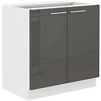 Lara 2f Bb kuhinjski element 2 vrata 80x52x82 cm bijeli/sivi sjaj
