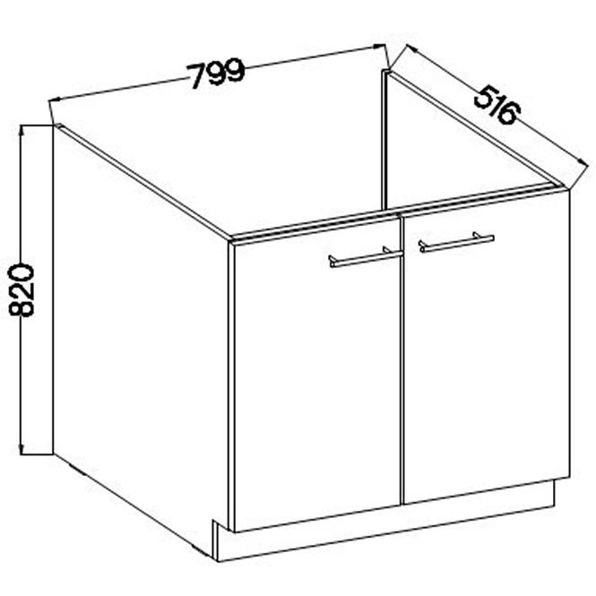 Lara 2f Bb kuhinjski element 2 vrata 80x52x82 cm bijeli/sivi sjaj