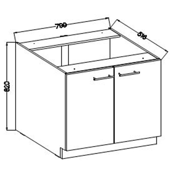 Lara 2f Bb kuhinjski element 2 vrata 80x52x82 cm bijeli/sivi sjaj