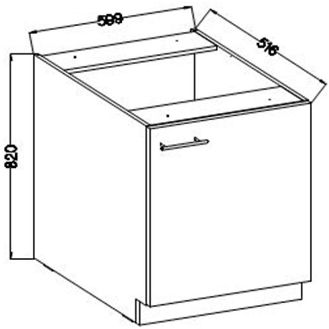 Lara 60d 1f Bb kuhinjski element 1 vrata 60x52x82 cm bijeli/sivi sjaj