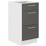 Lara 40d 3s Bb kuhinjski element 3 ladice 40x52x82 cm bijeli/sivi sjaj