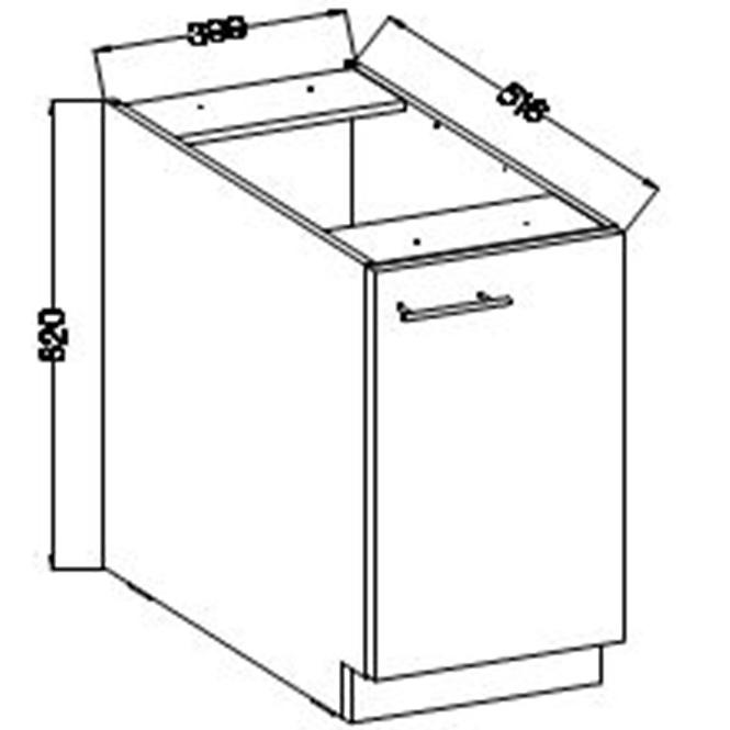 Lara 40d 1f Bb kuhinjski element 1 vrata 40x52x82 cm bijeli/sivi sjaj