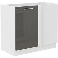 Lara105 Nd 1f Bb kutni kuhinjski element 1 vrata 90x52x82 cm bijeli/sivi sjaj
