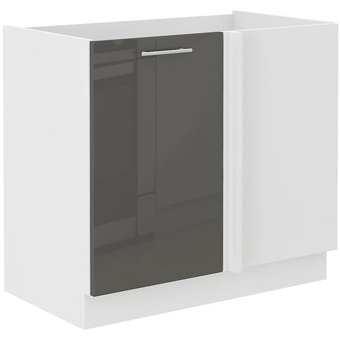 Lara105 Nd 1f Bb kutni kuhinjski element 1 vrata 90x52x82 cm bijeli/sivi sjaj