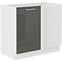 Lara105 Nd 1f Bb kutni kuhinjski element 1 vrata 90x52x82 cm bijeli/sivi sjaj