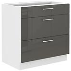 Lara 80d 3s Bb kuhinjski element 3 ladice 80x52x82 cm bijeli/sivi sjaj