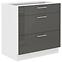 Lara 80d 3s Bb kuhinjski element 3 ladice 80x52x82 cm bijeli/sivi sjaj