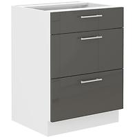 Lara 60d 3s Bb kuhinjski element 3 ladice 60x52x82 cm bijeli/sivi sjaj