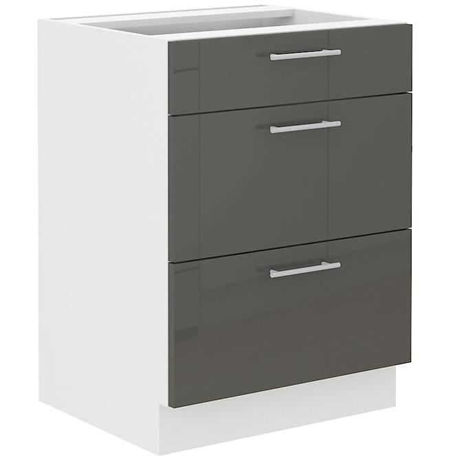 Lara 60d 3s Bb kuhinjski element 3 ladice 60x52x82 cm bijeli/sivi sjaj