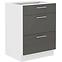 Lara 60d 3s Bb kuhinjski element 3 ladice 60x52x82 cm bijeli/sivi sjaj