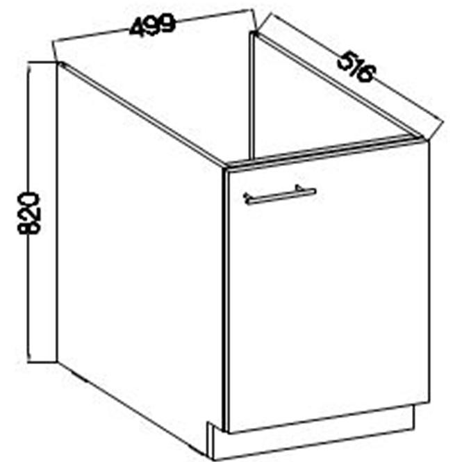 Lara 1f Bb kuhinjski element 1 vrata 50x52x82 cm bijeli/sivi sjaj