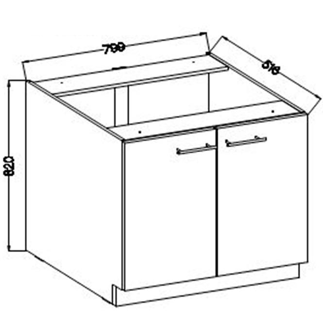 Lara 2f Bb kuhinjski element 2 vrata 80x52x82 cm bijeli/cappuccino sjaj