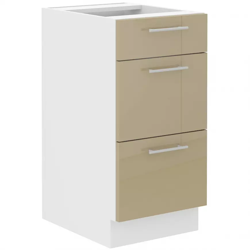Lara 40d 3s Bb kuhinjski element 3 ladice 40x52x82 cm bijeli/cappuccino sjaj