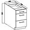 Lara 40d 3s Bb  kuhinjski element 3 ladice 40x52x82 cm bijeli/cappuccino sjaj,2