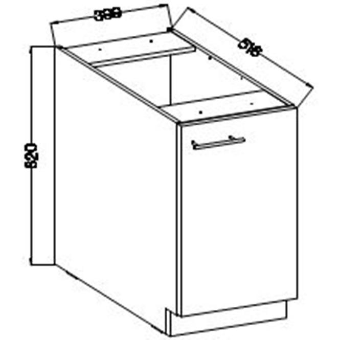 Lara 40d 1f Bb kuhinjski element 1 vrata 40x52x82 cm bijeli/cappuccino sjaj