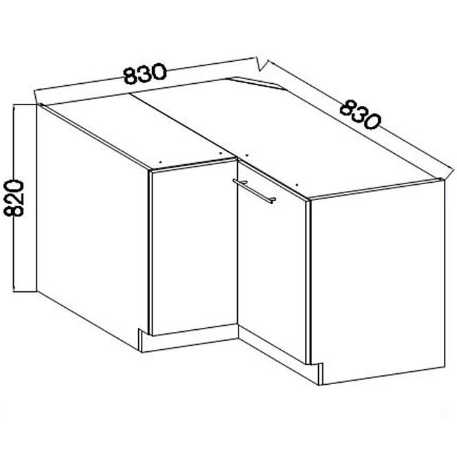 Lara 105 Nd 1f Bb kutni kuhinjski element 1 vrata 90x52x82 cm bijeli/cappuccino sjaj